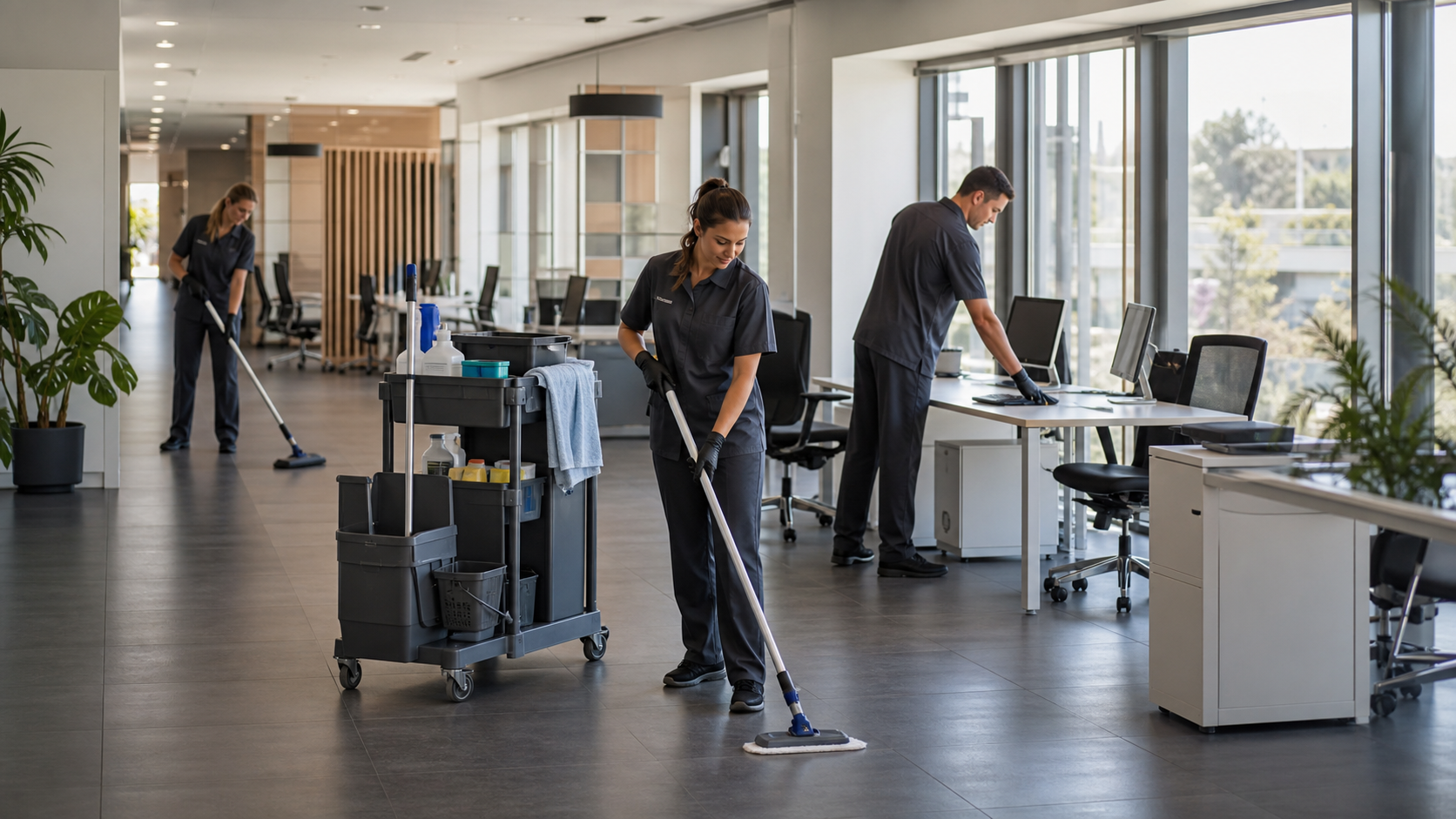 Équipe de nettoyage professionnel pour bureaux et locaux B2B à Le Pouget