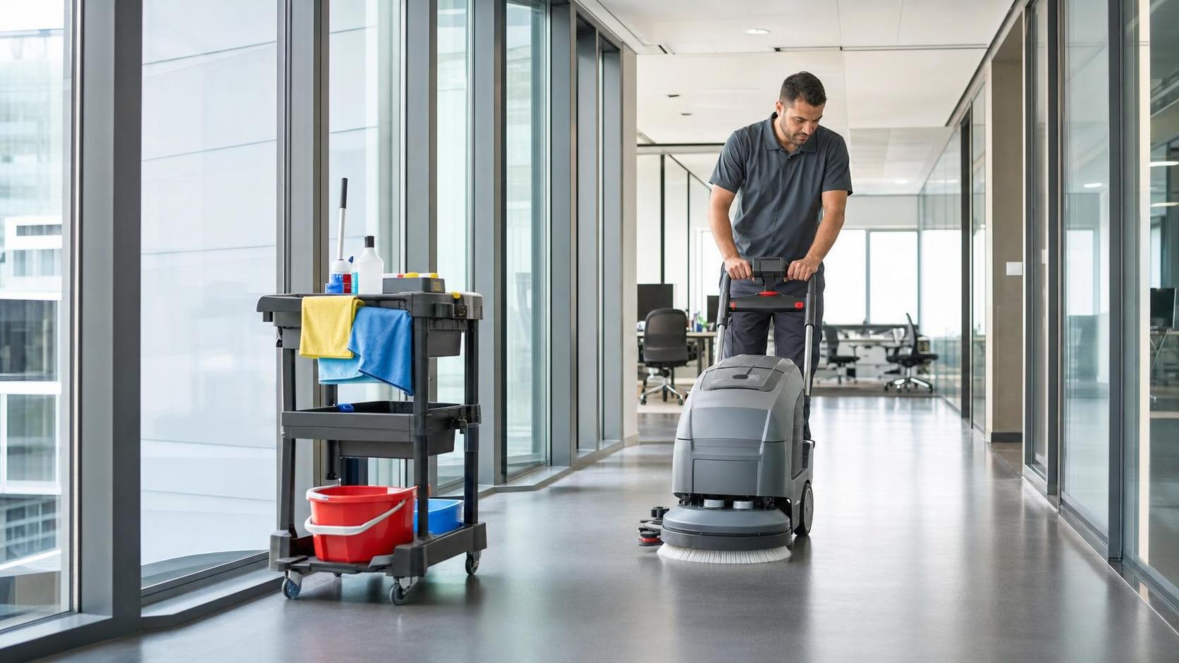 Agent de nettoyage professionnel dans des bureaux pour AZA Nettoyage à Les Rives