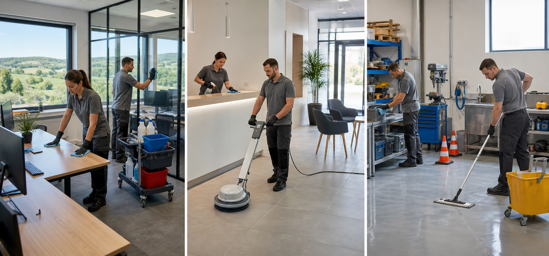 Nettoyage professionnel à Saint-Étienne-Estréchoux pour bureaux et locaux B2B