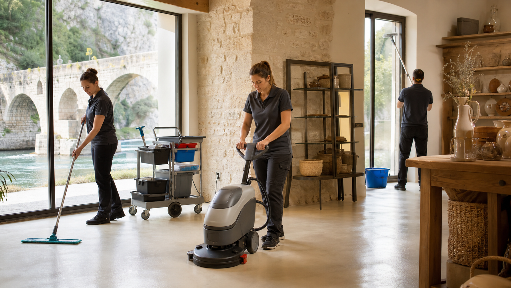 Équipe de nettoyage professionnel pour commerces et ateliers à Saint-Jean-de-Fos