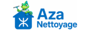 Logo Aza Nettoyage avec Aza le caméléon posé sur la maison