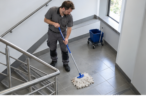 Agent de nettoyage professionnel à Alzon : lavage de marches carrelées