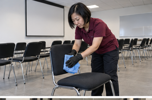 Agent de nettoyage professionnel à Aulas : essuyage de chaises de formation