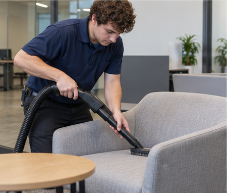 Agent de nettoyage professionnel à Conqueyrac : aspiration de sièges textiles de réunion