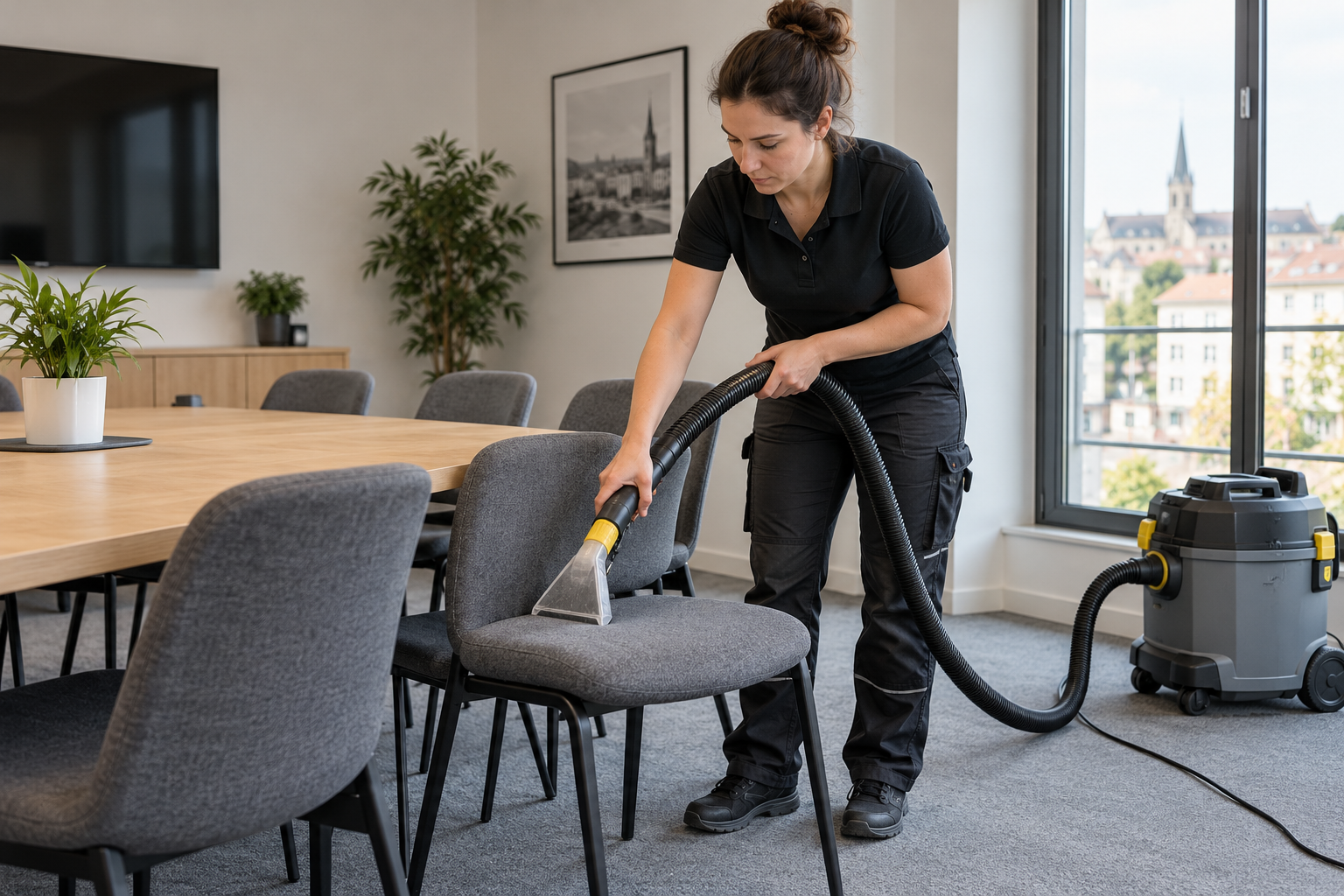 Agent de nettoyage professionnel à Molières-sur-Cèze : aspiration de fauteuils de réunion