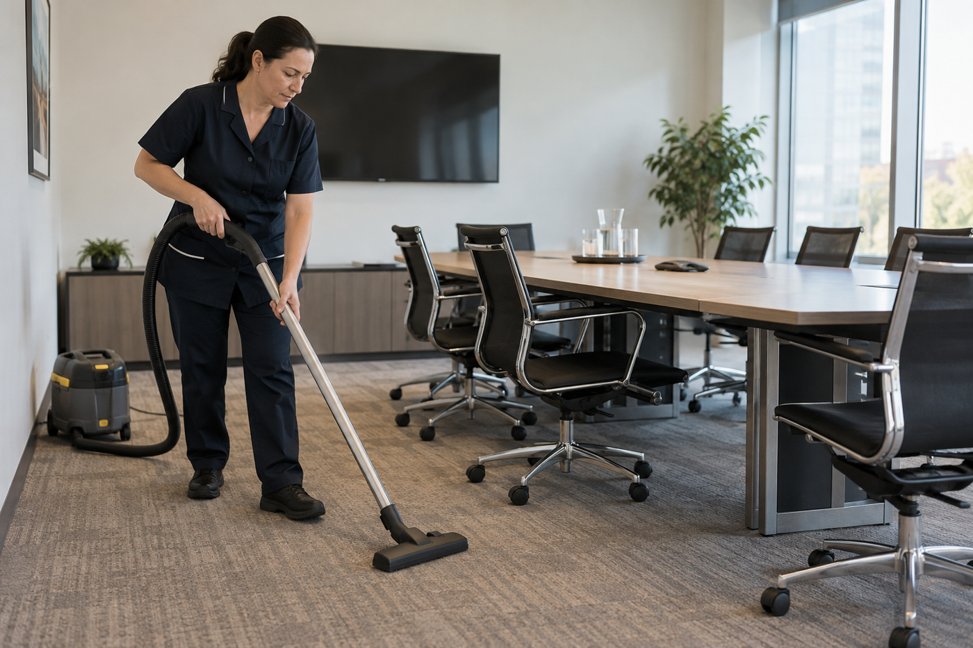 Agent de nettoyage professionnel à Saint-Chaptes : aspiration d’une salle de réunion