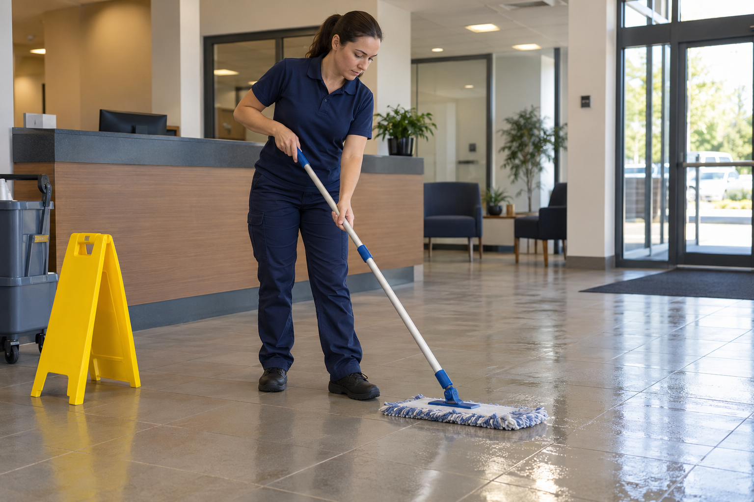 Agent de nettoyage professionnel à Saint-Florent-sur-Auzonnet : lavage de sol d’accueil